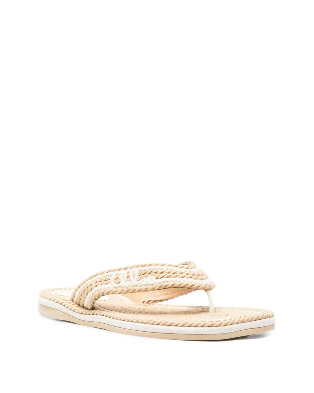 Chloé White Sand Rope-Effect Sandals