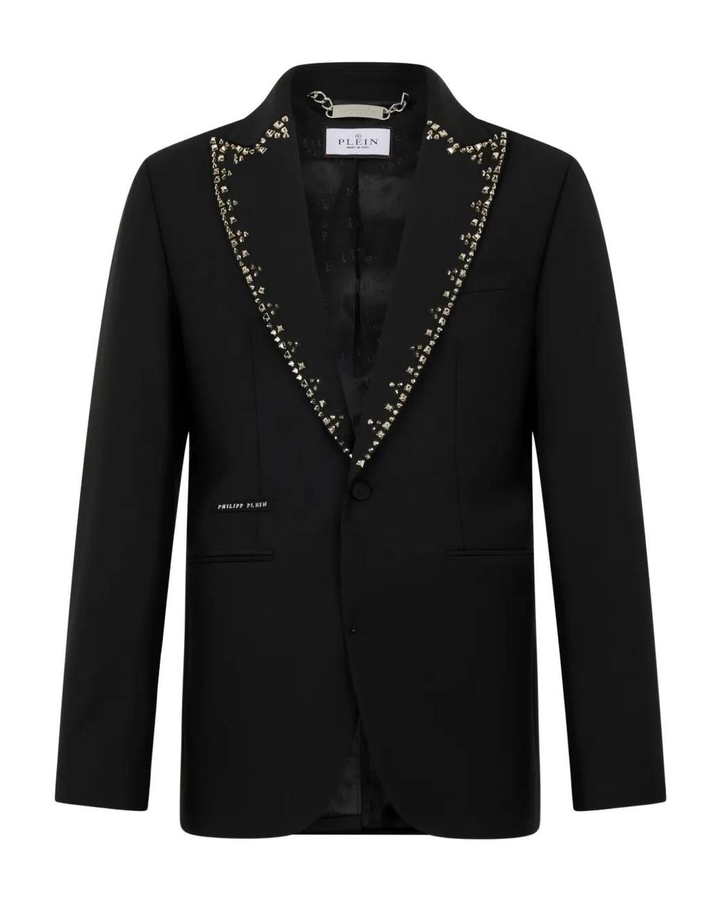 Philipp Plein Black Blazer Lord Fit Lapel Studs for men