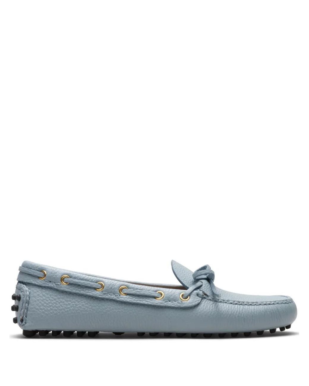 Car Shoe Blue Grained-Leather Driving Shoes