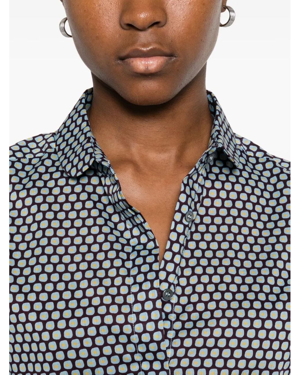 Robert Friedman Gray Buttoned Patterned Top