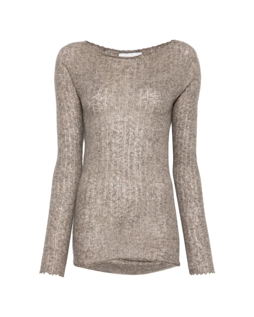 Vanisé Gray Top Mit U-Boot-Ausschnitt