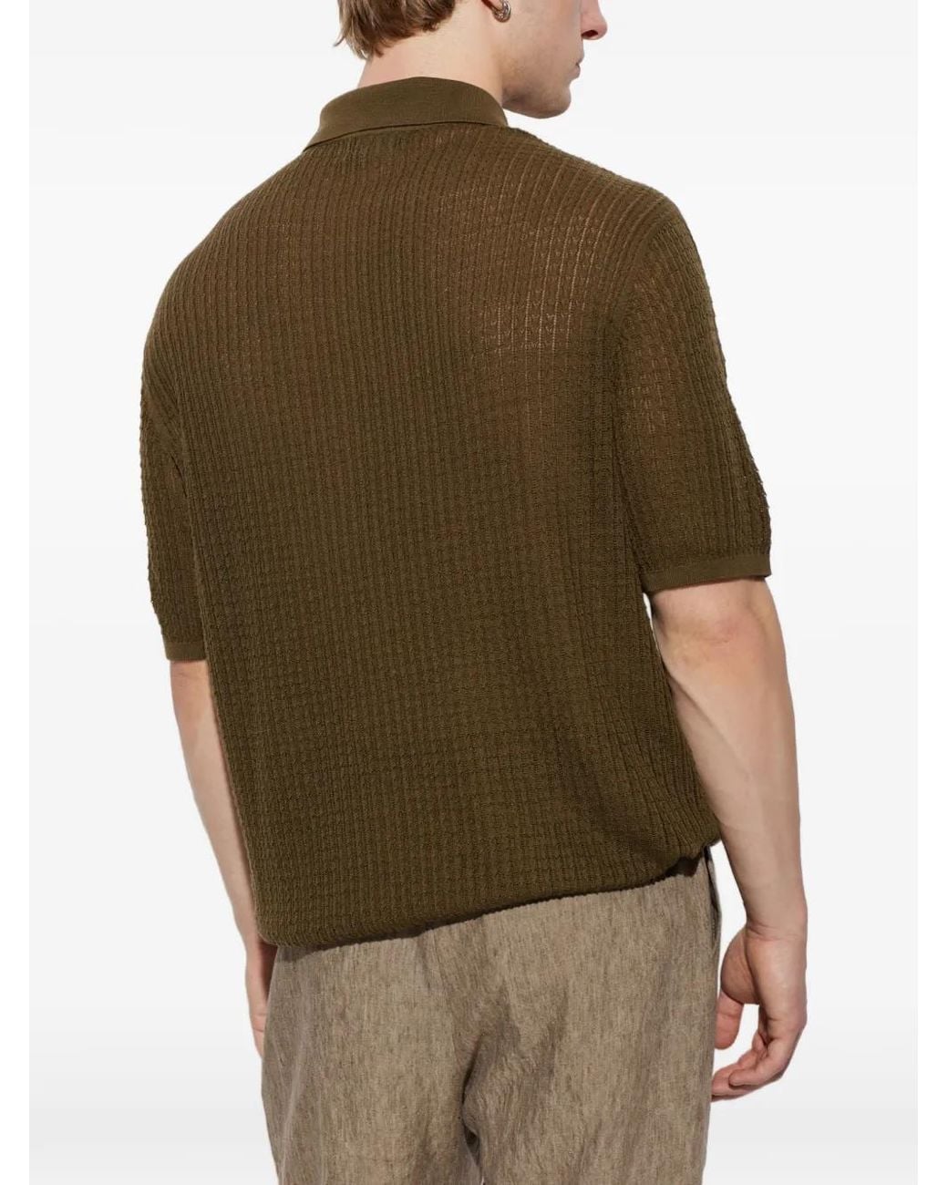 Emporio Armani Brown Pointelle Pullover for men