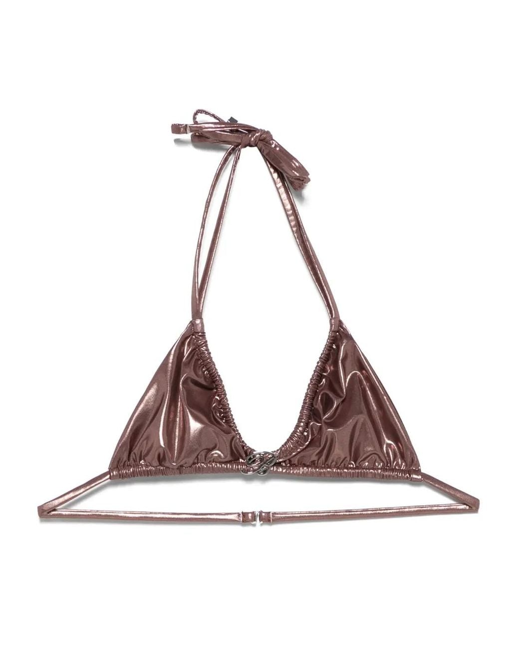 Blumarine Brown Rose Laminated Bikini Top