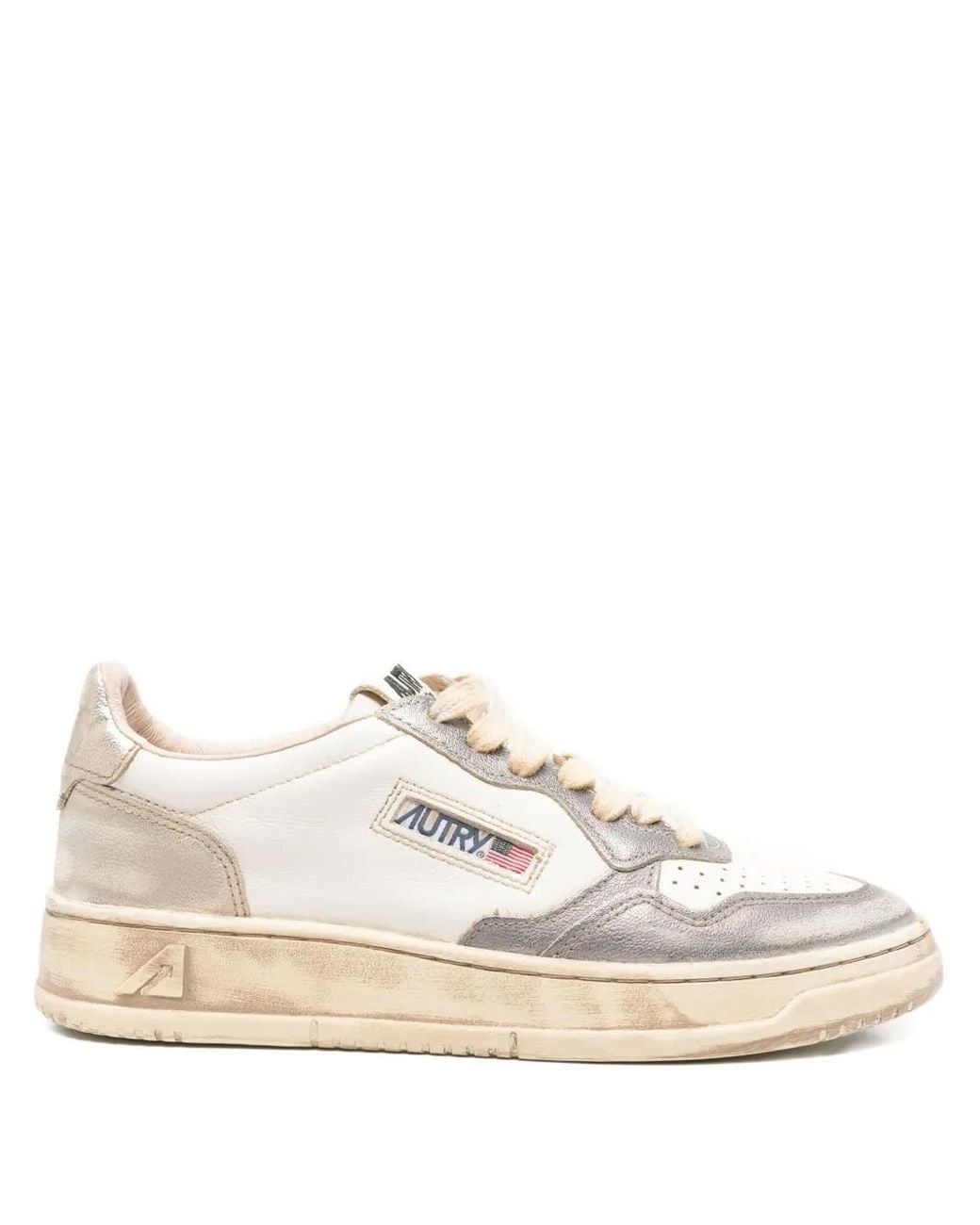 Autry White Low-Top Sneakers With Perforated Design