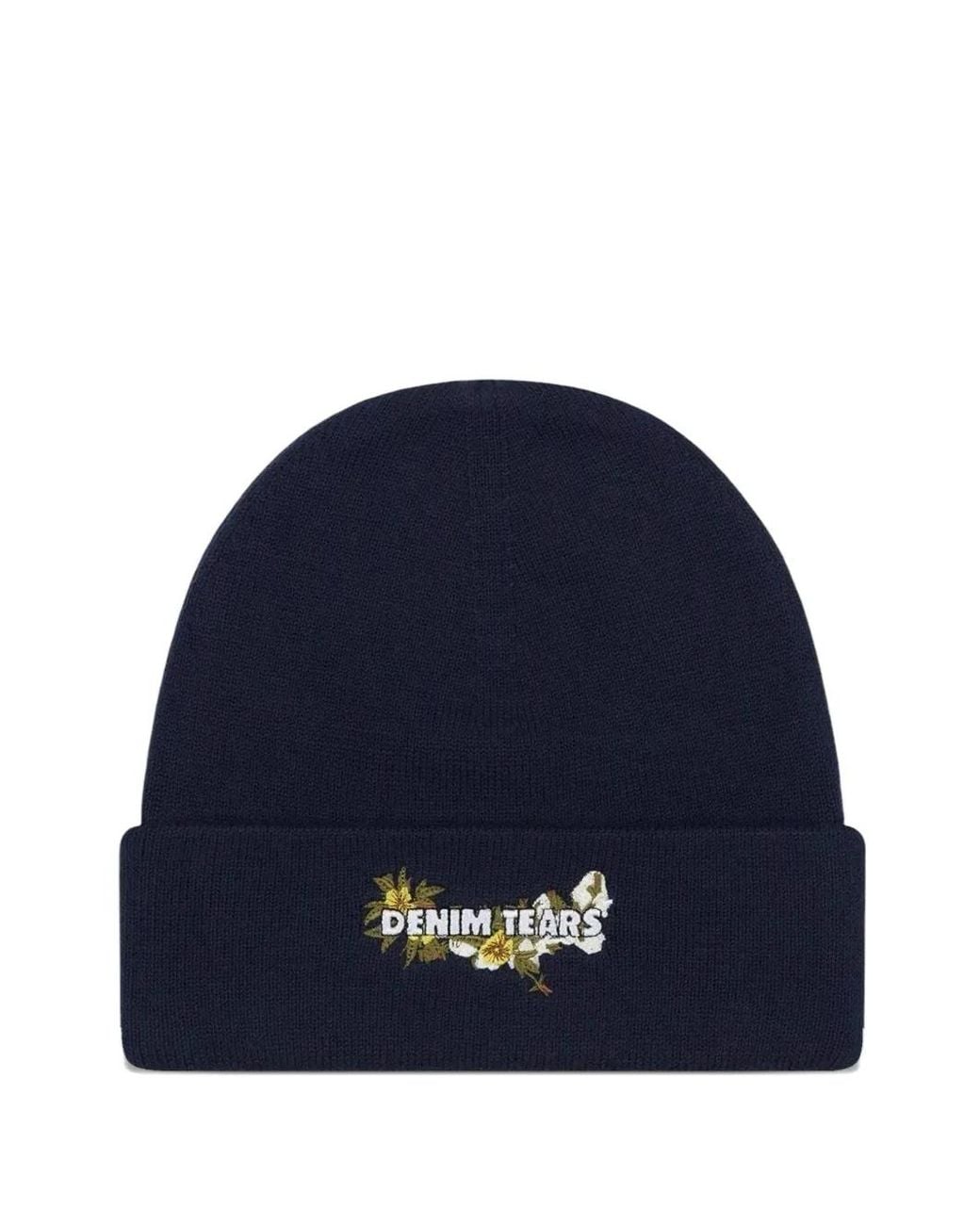 DENIM TEARS Blue Floral Beanie for men