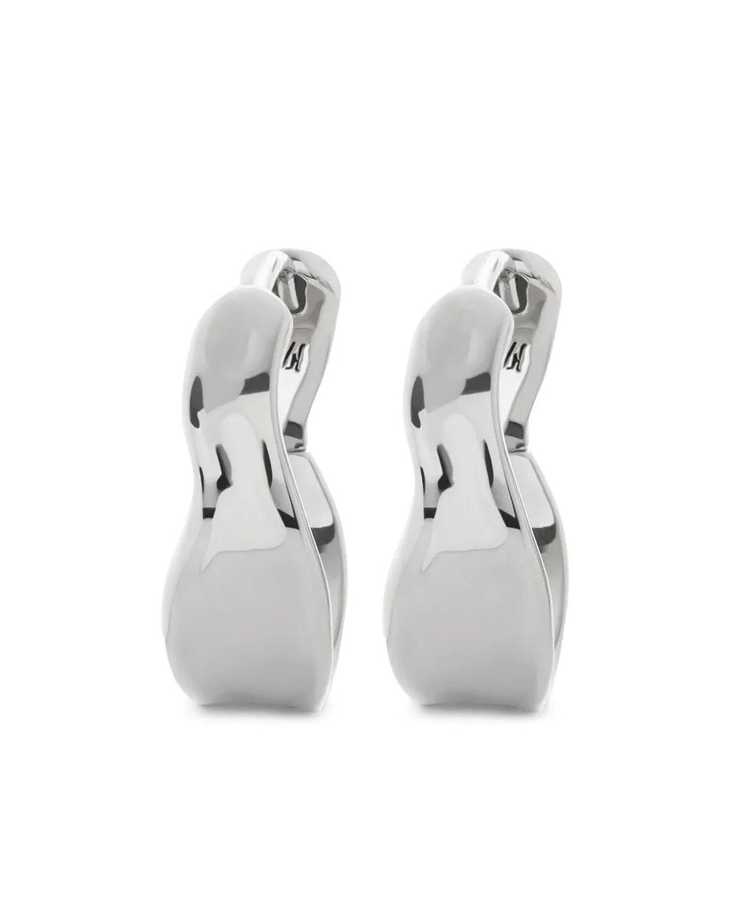 Monica Vinader White Medium The Wave Hoop Earrings