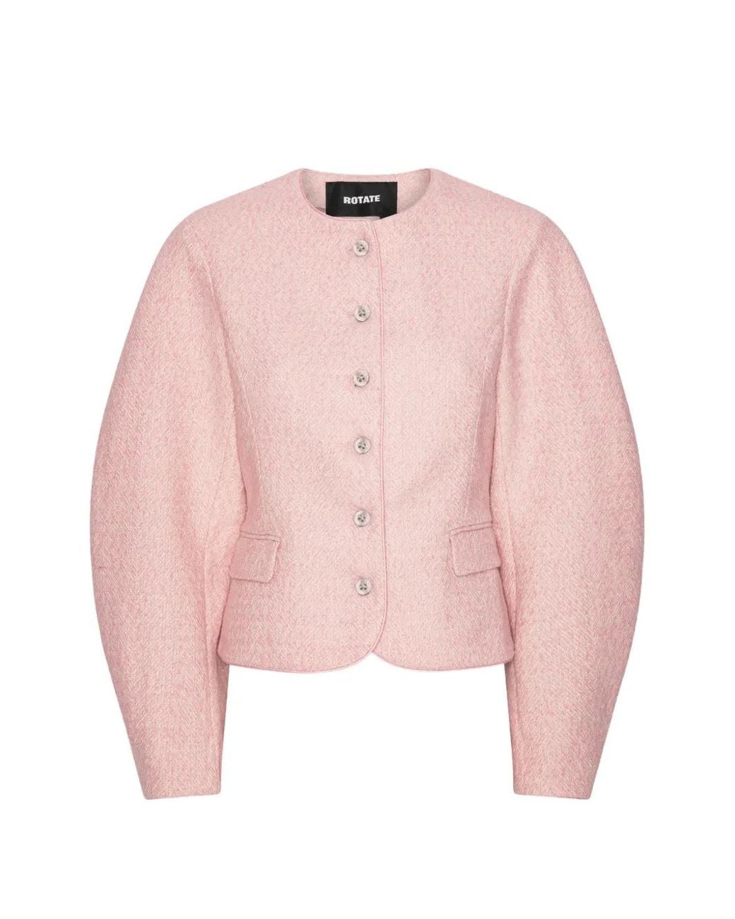 ROTATE BIRGER CHRISTENSEN Pink Veste Oversize À Bords Frangés