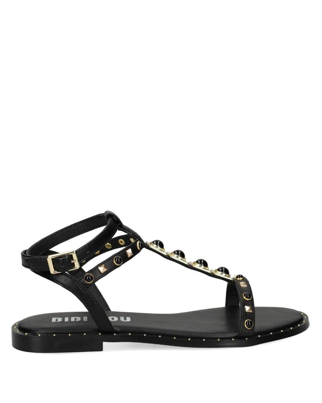 Bibi Lou Black Stud-Embellished Flat Sandals