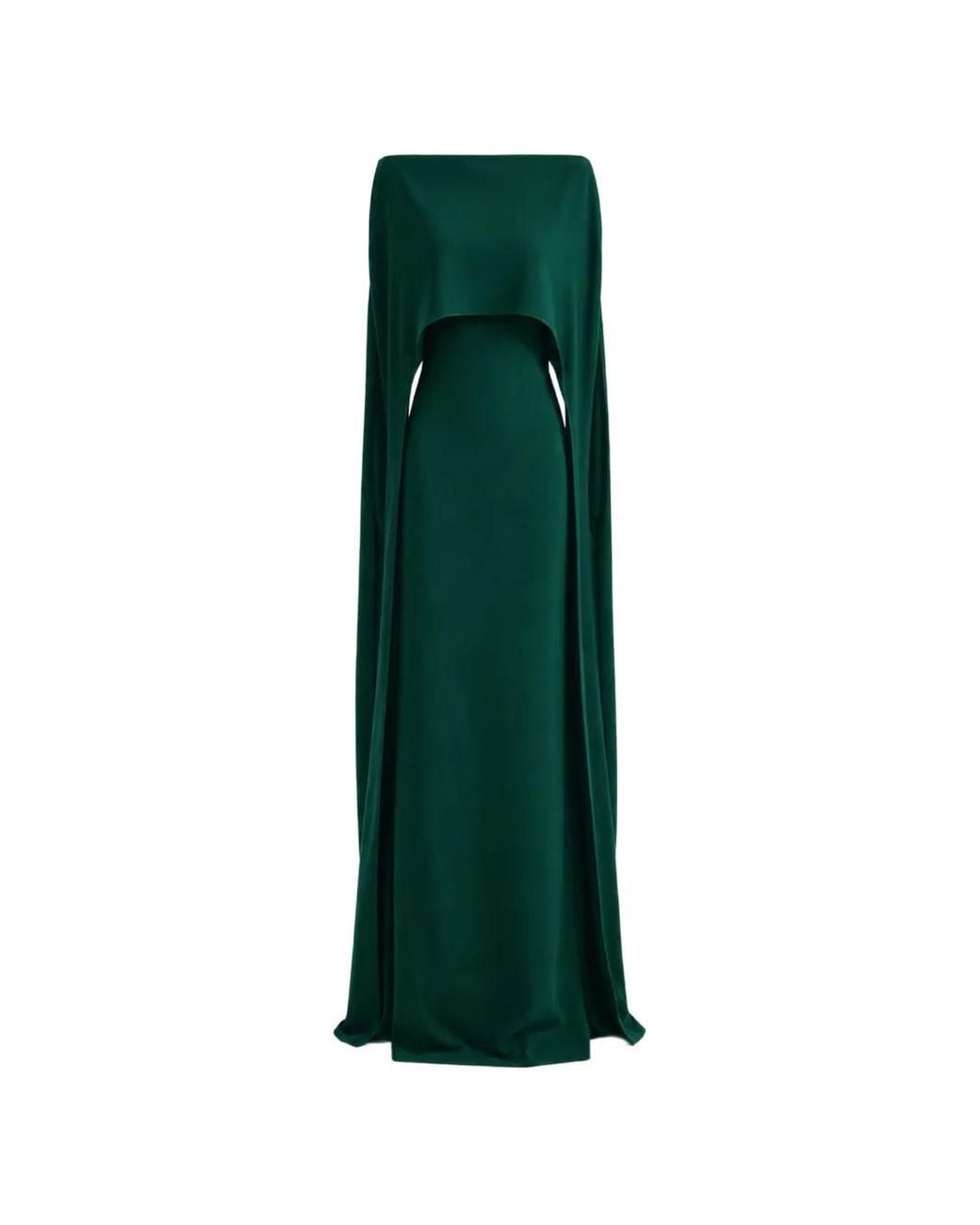 Gemy Maalouf Green Cape-Overlay Dress
