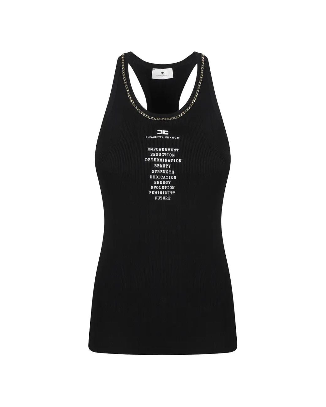 Elisabetta Franchi Black Chain-Link Tank Top