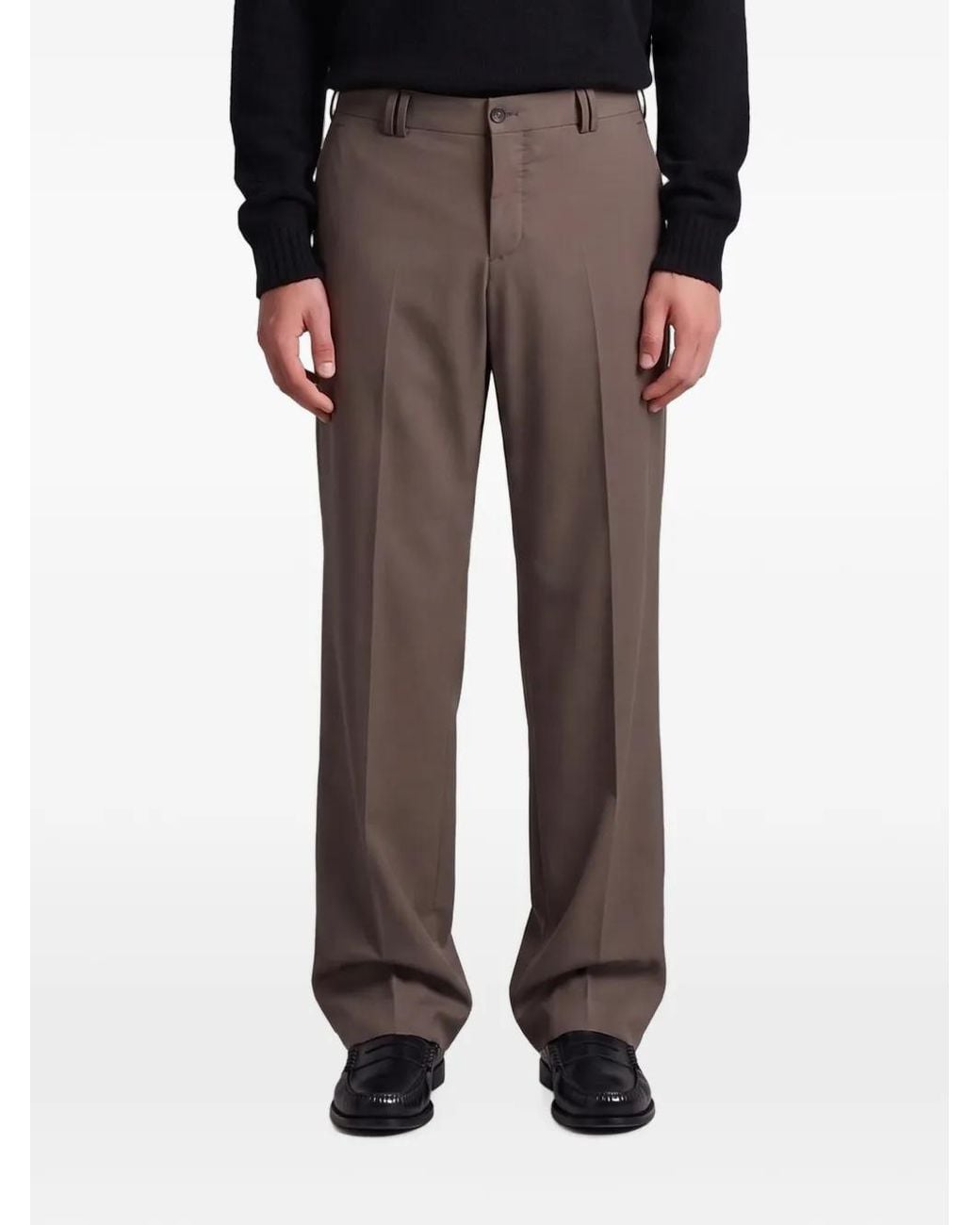 PT Torino Black Michael Pressed-Pleat Trousers for men