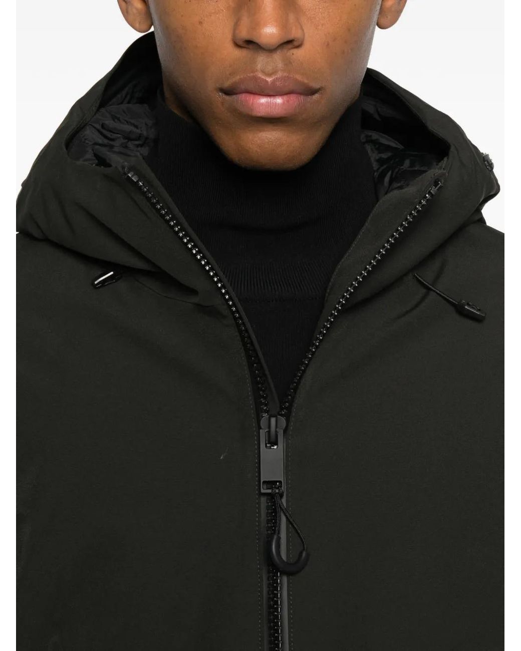 KRAKATAU Black Hooded-Neck Jacket for men