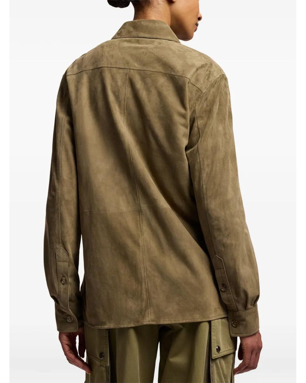 Ralph Lauren Green Landry Lamb-Suede Shirt