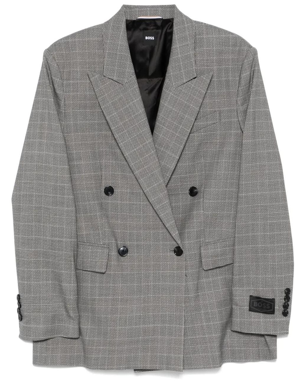 Boss Gray Prince Of Wales-Check Blazer