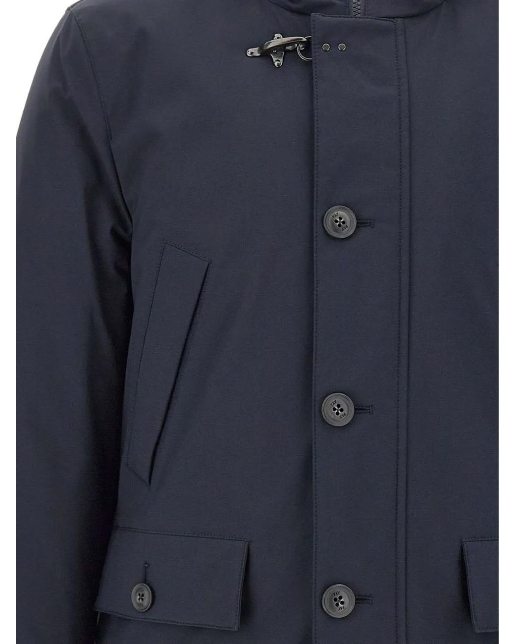 Fay Blue Hooded Button-Fastening Jacket for men