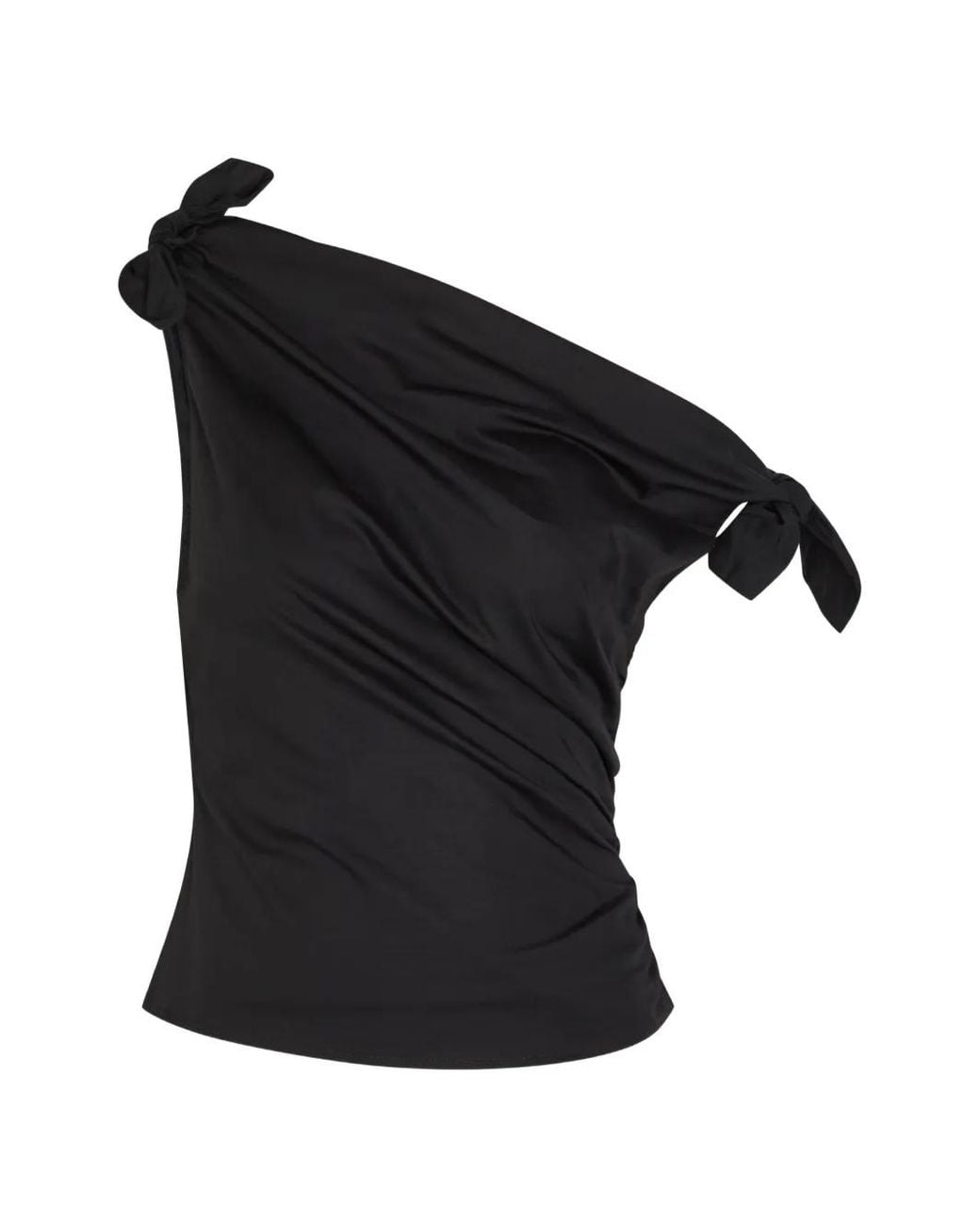 Staud Black Bellaria Knot-Detail Draped Top