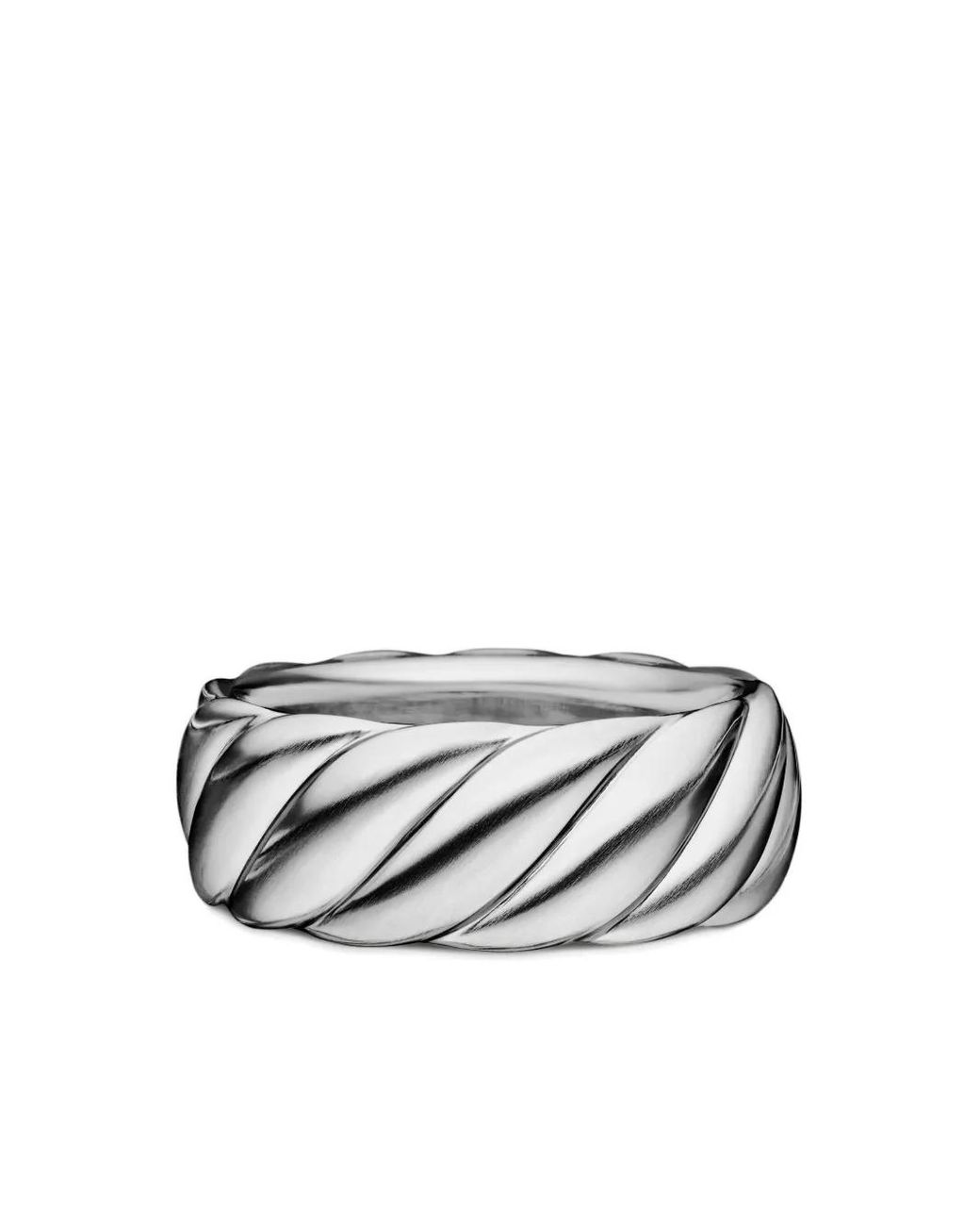 David Yurman White Sterling Sculpted Cable Contour Band Ring (9Mm) for men