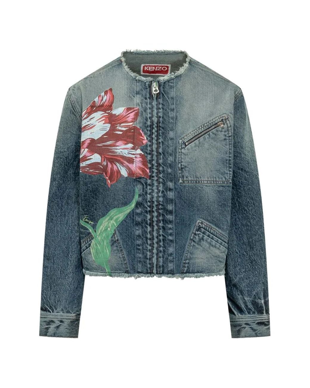KENZO Blue Veste En Jean Tulip À Fleurs