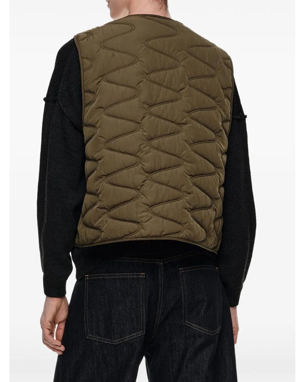 Bimba Y Lola Green Khaki Reversible Padded Vest