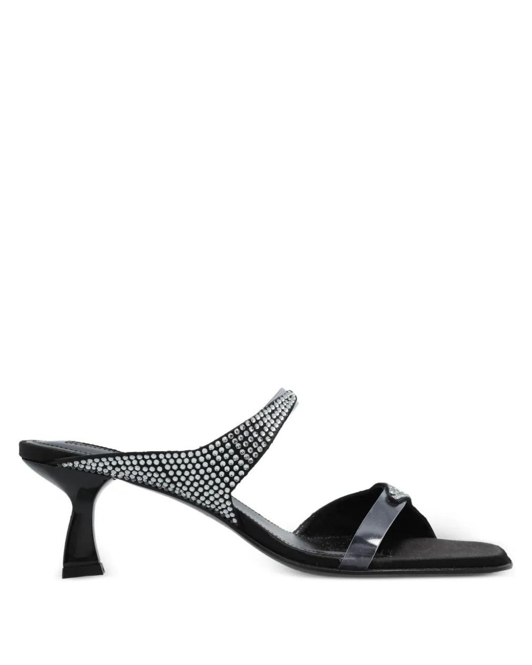 NODALETO Black Rhinestone-Embellished Sandals