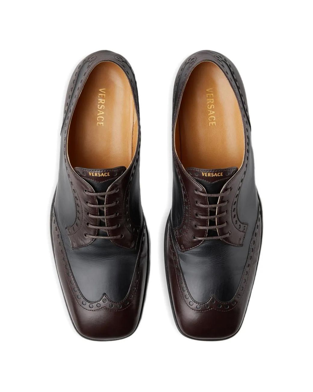 Versace Black Mick Leather Derby Shoes for men