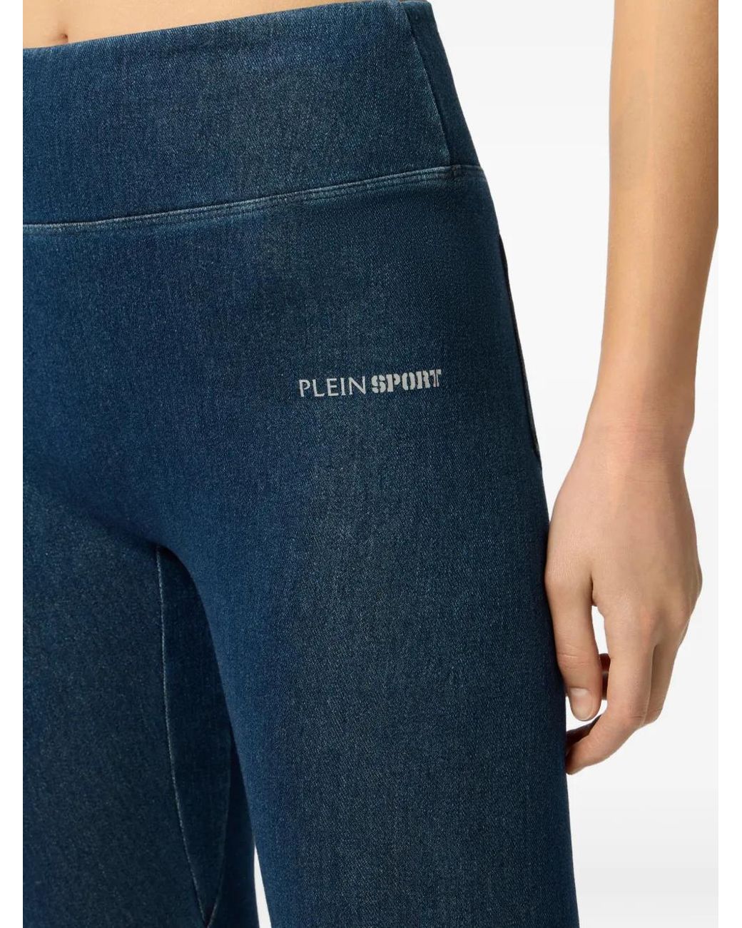 Philipp Plein Blue Logo-Print Leggings
