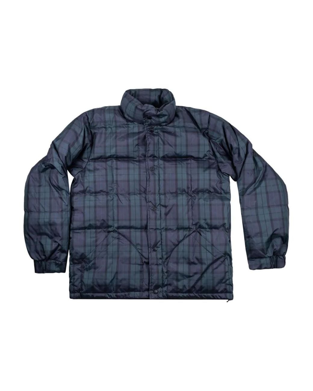 Stussy Blue Plaid Puffer Shirt Jacket for men