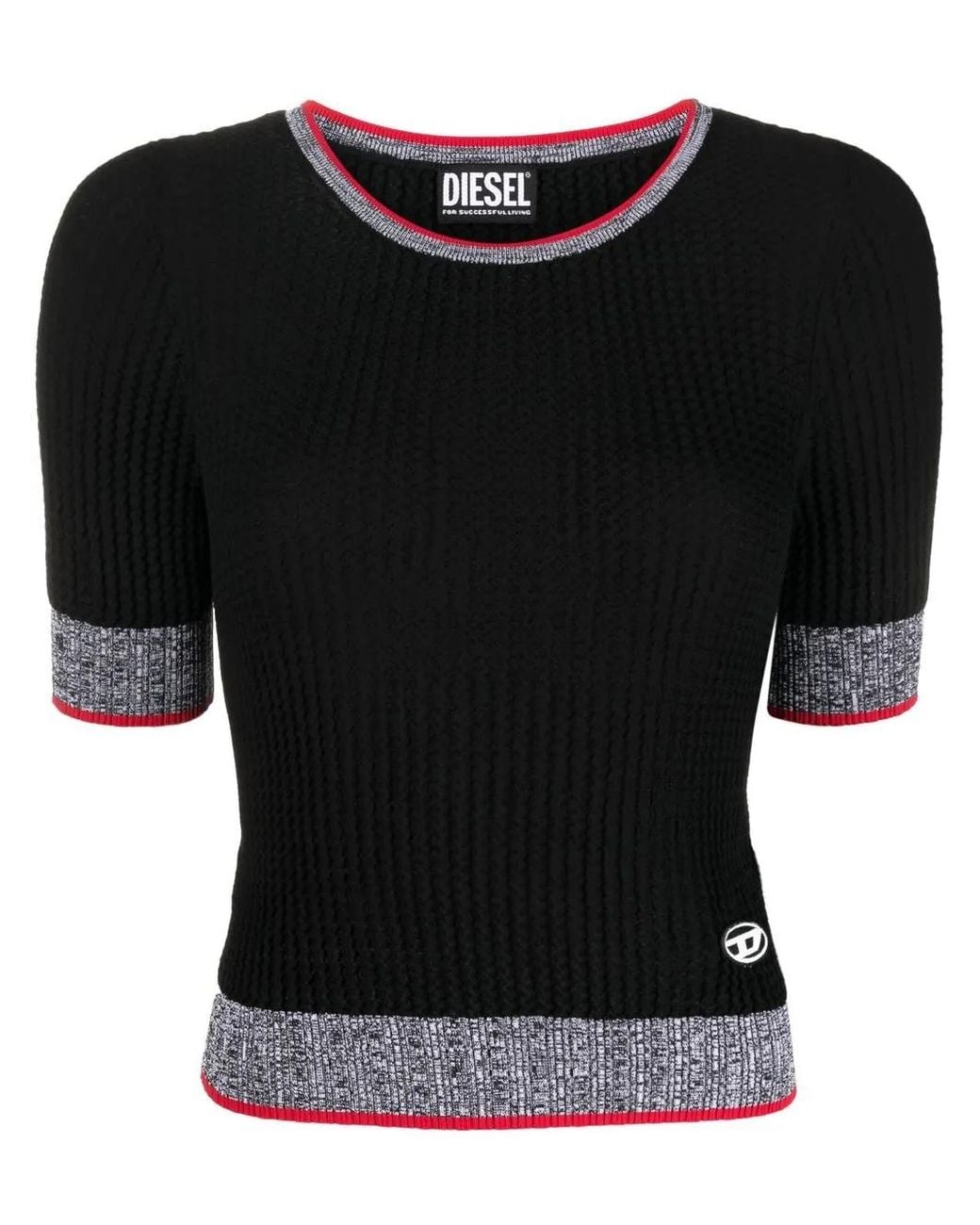 DIESEL Black Short-Sleeved Ribbed Top