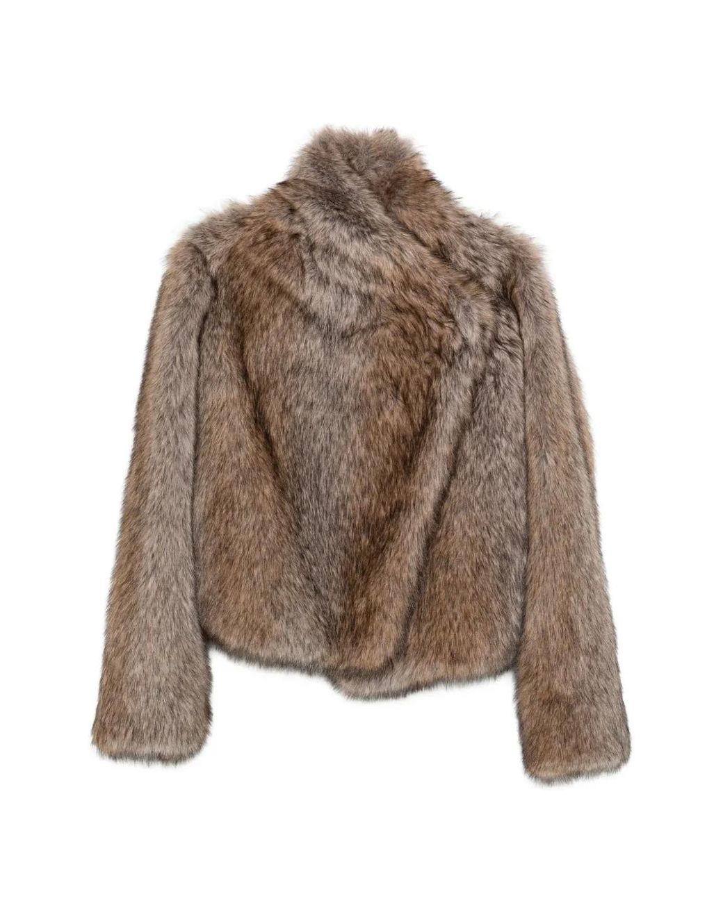 BB COUTURE Brown Faux-Fur Wide-Lapel Coat