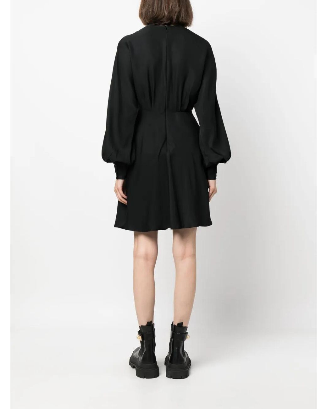 Moschino Black Satin Poet-Sleeve Midi Dress