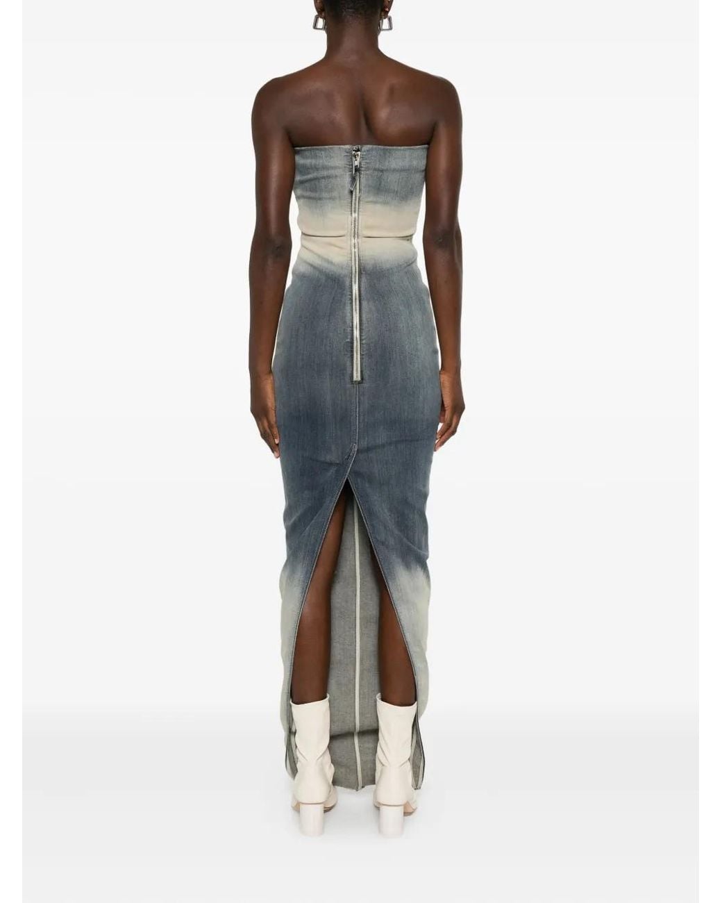 Rick Owens Blue Strapless Denim Dress