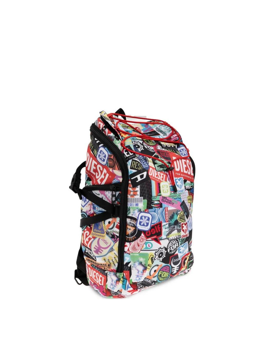 DIESEL White Logo-Patch Drawstring Backpack