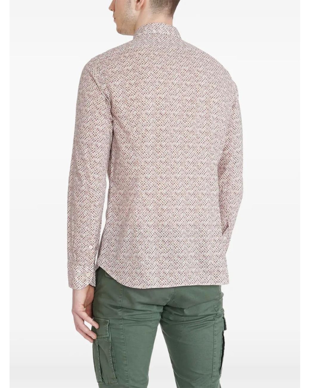 Tintoria Mattei 954 Gray Geometric-Print Shirt for men