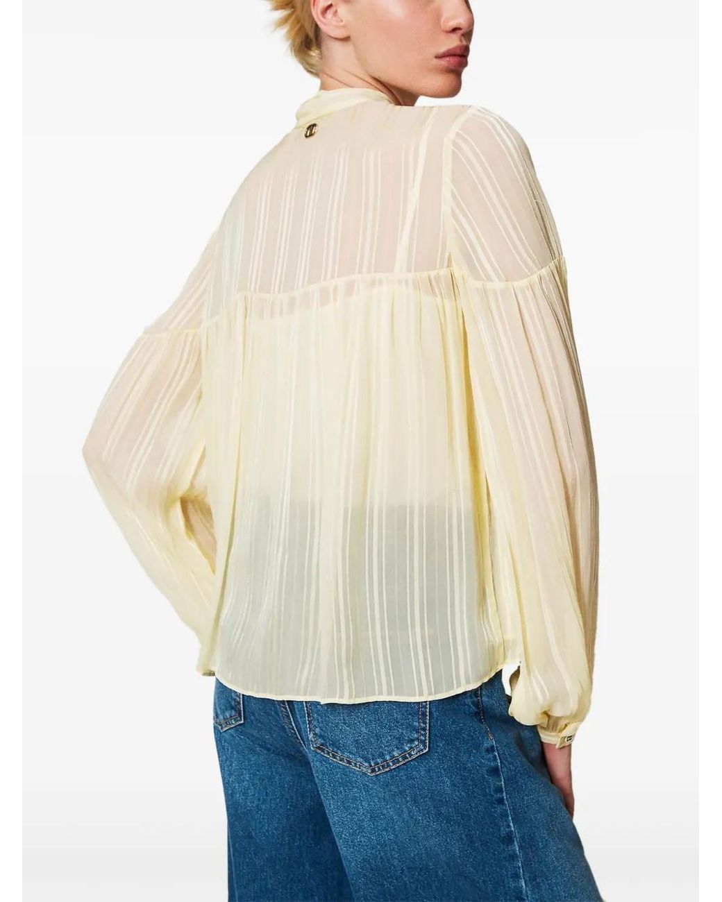 Twinset Natural Stripe-Jacquard Blouse