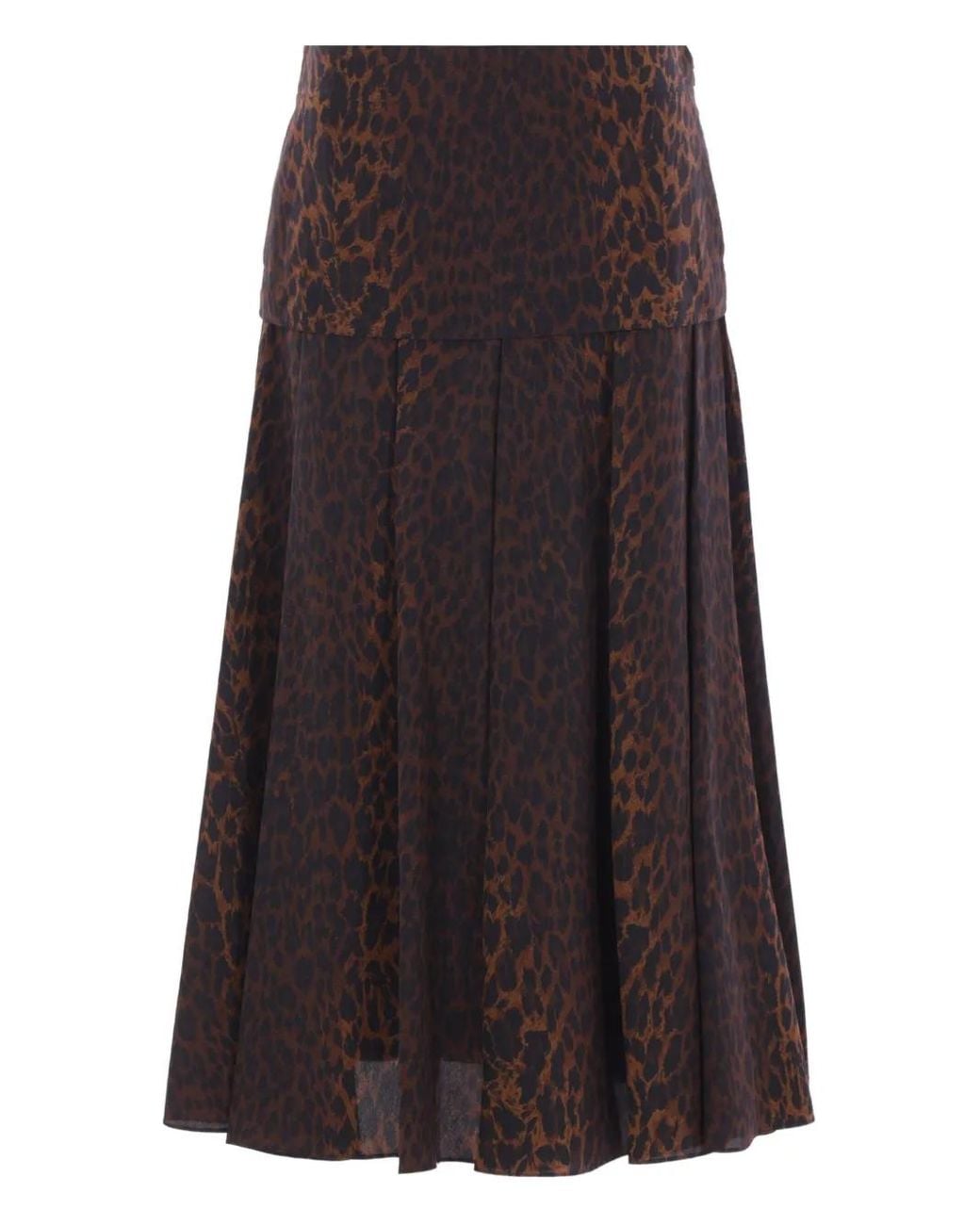 Balenciaga Brown Pleated Leopard-Print Skirt