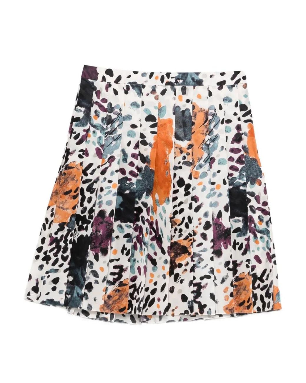 Fendi White Ivory Printed Silk Skirt