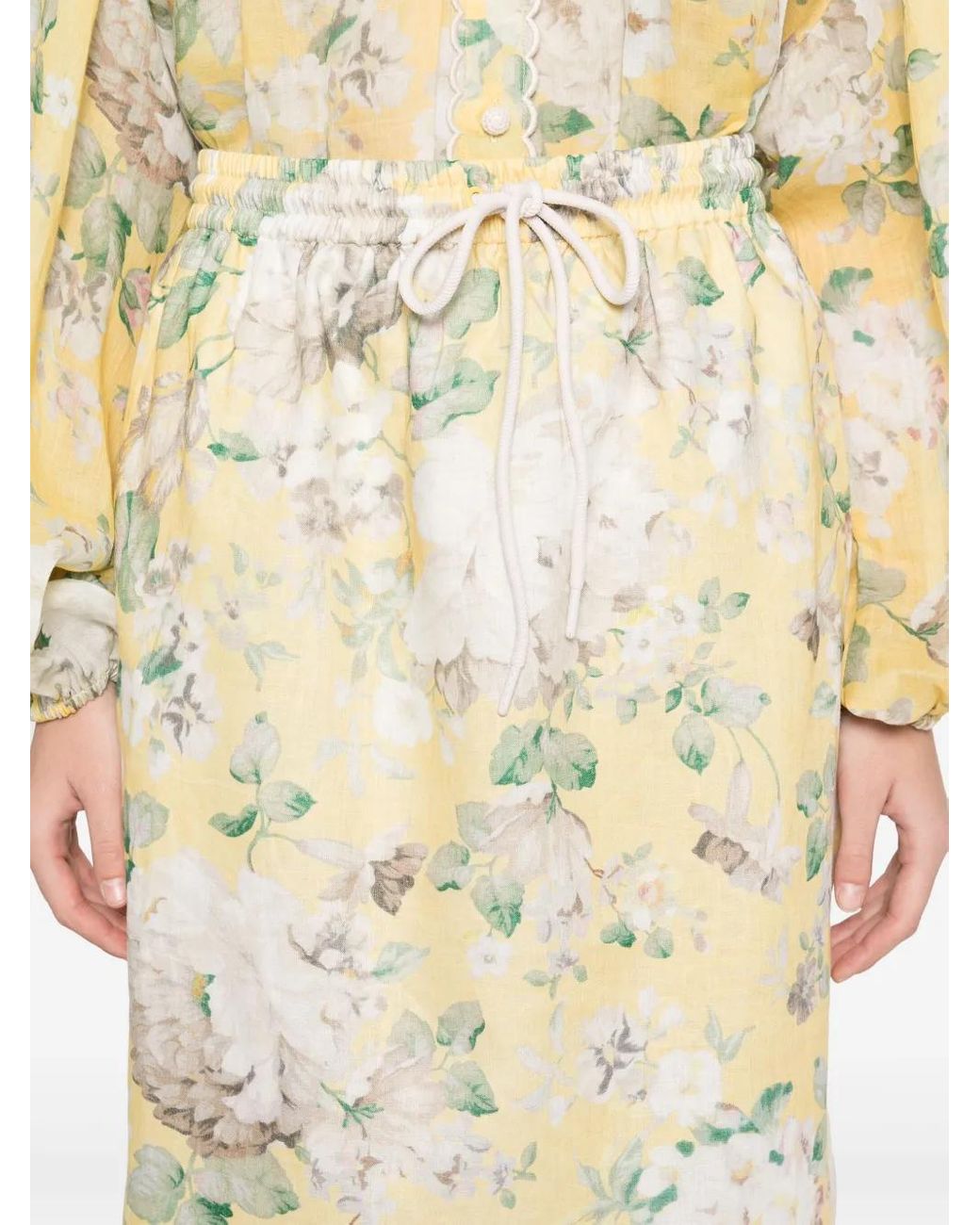 Zimmermann White Acacia Scallop Midi Skirt