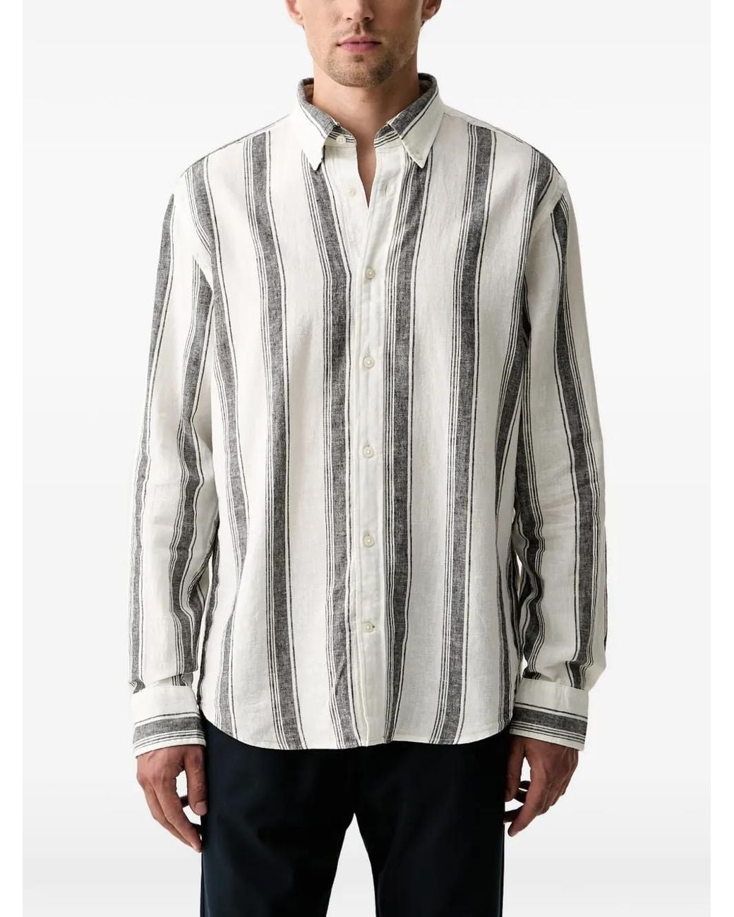 Gant Gray Vertical-Stripe Button-Down Shirt for men