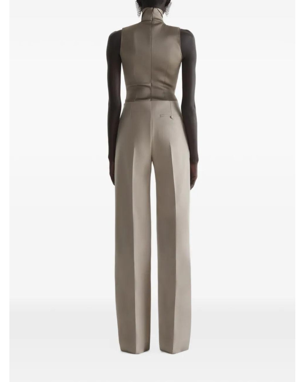 Mugler Brown Tuxedo Turtleneck Top