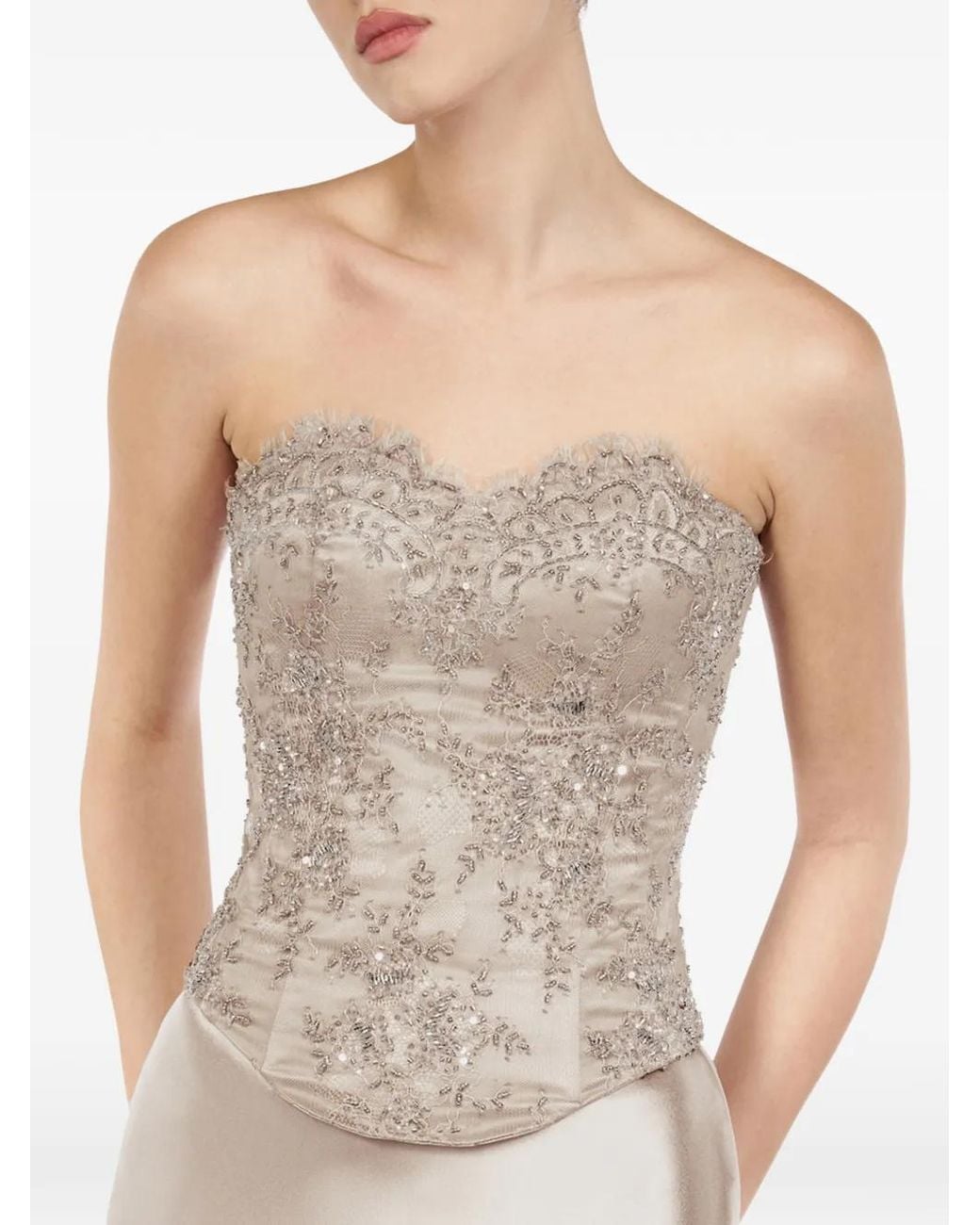 ALEXIA & ANTONIA Natural Embellished Lace Corset