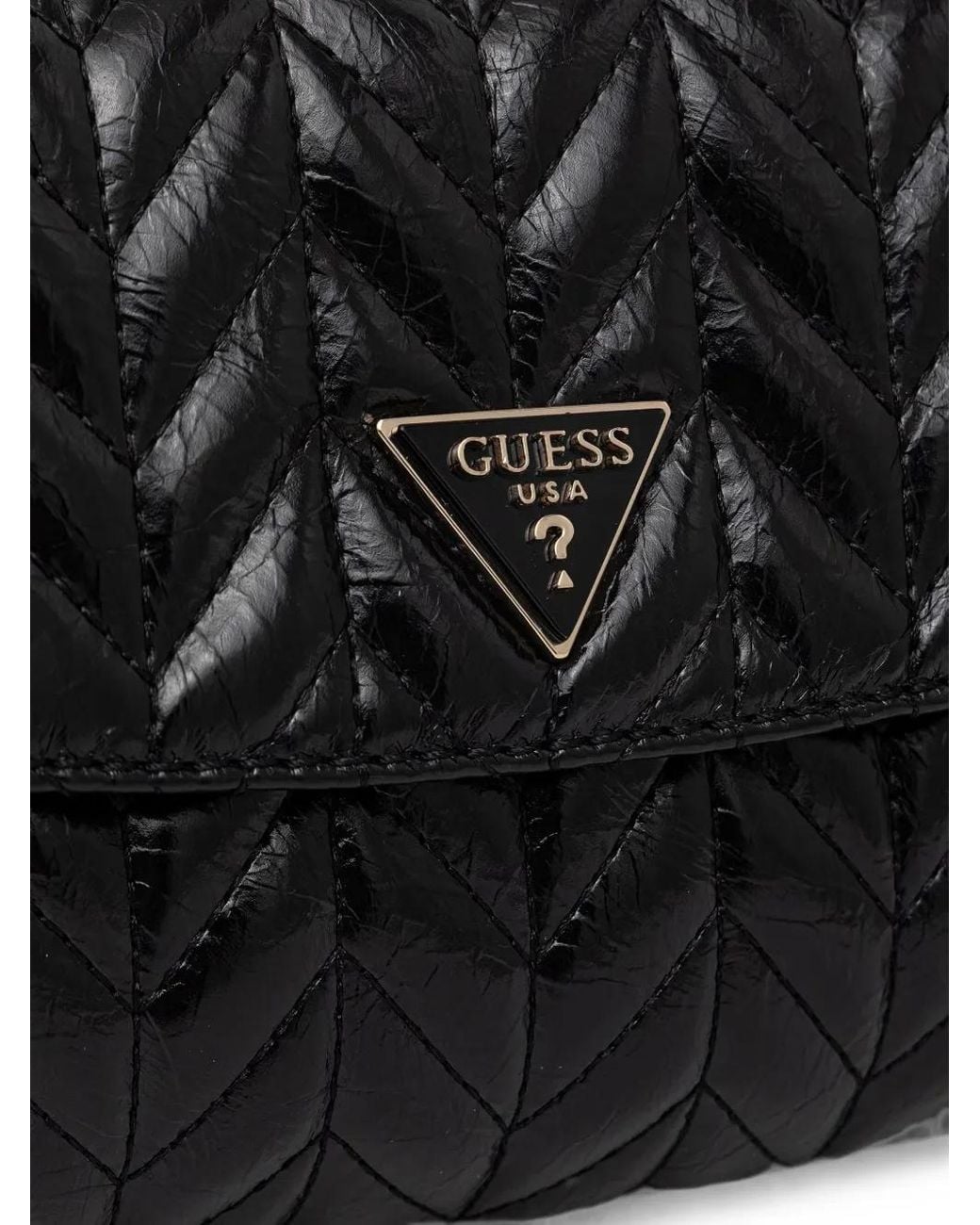 Guess Black Sac À Bandoulière Matelassé Cheryl À Chevrons