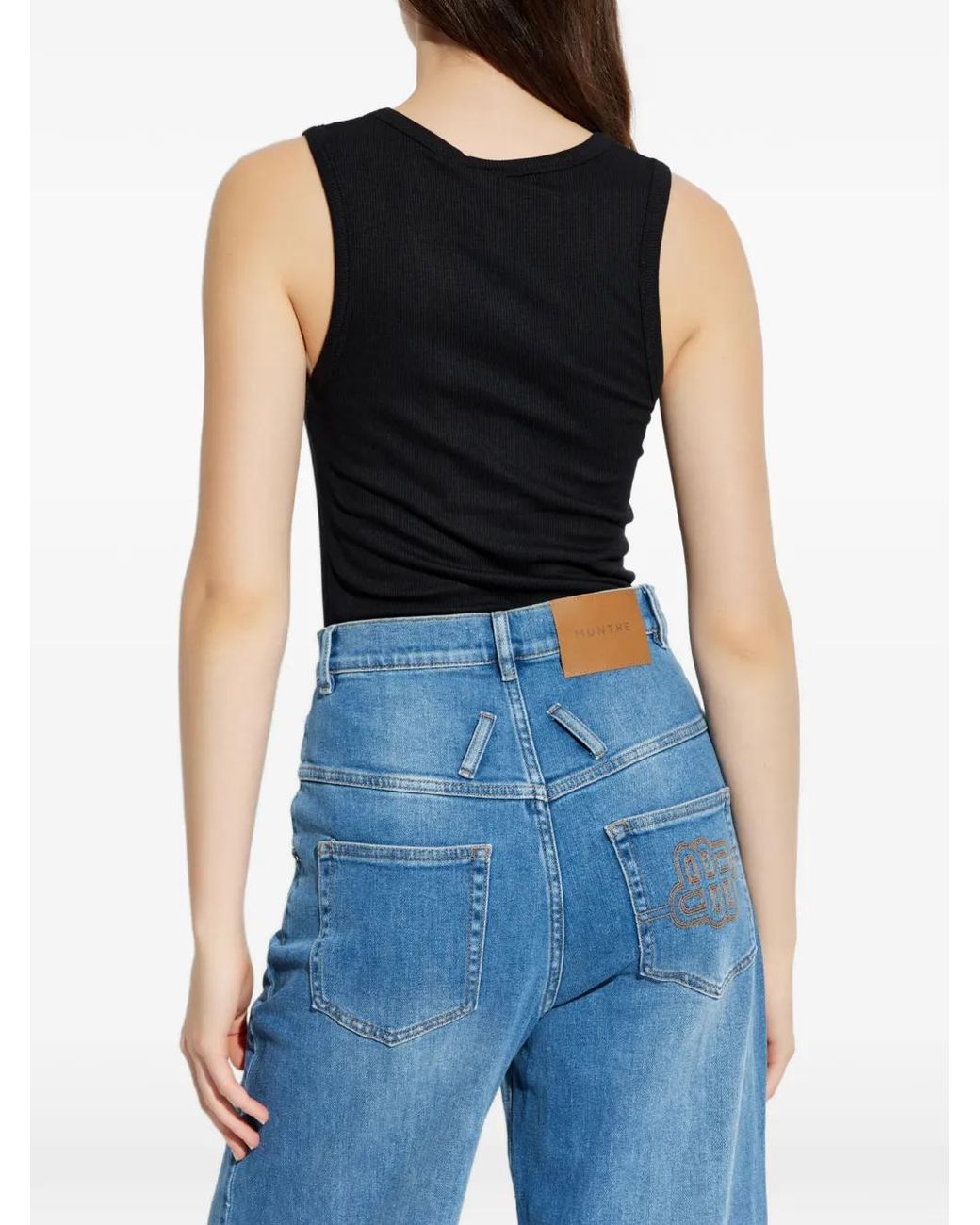 Munthe Black Boma Ribbed Henley Top