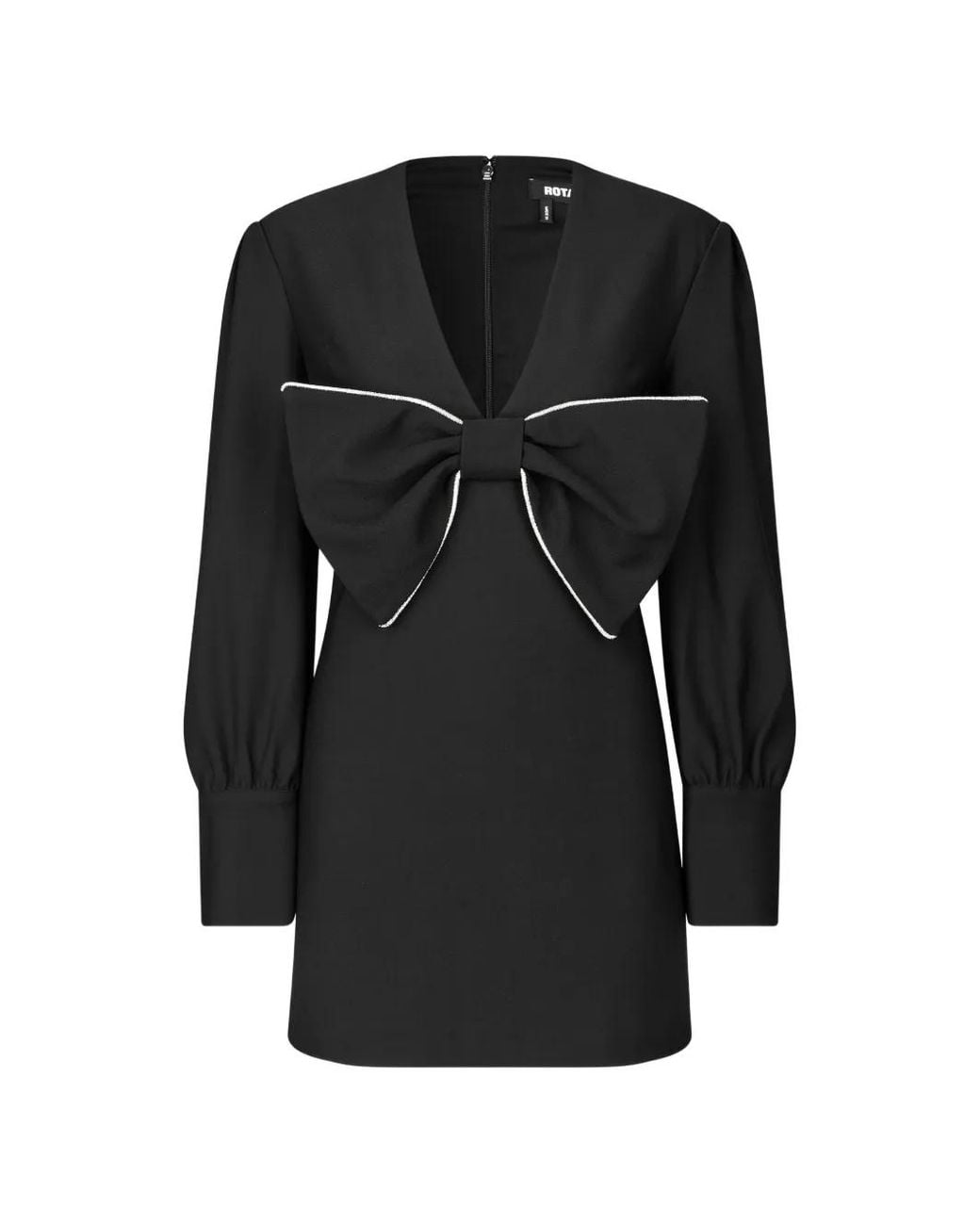 ROTATE BIRGER CHRISTENSEN Black Mini Draped Bow Dress