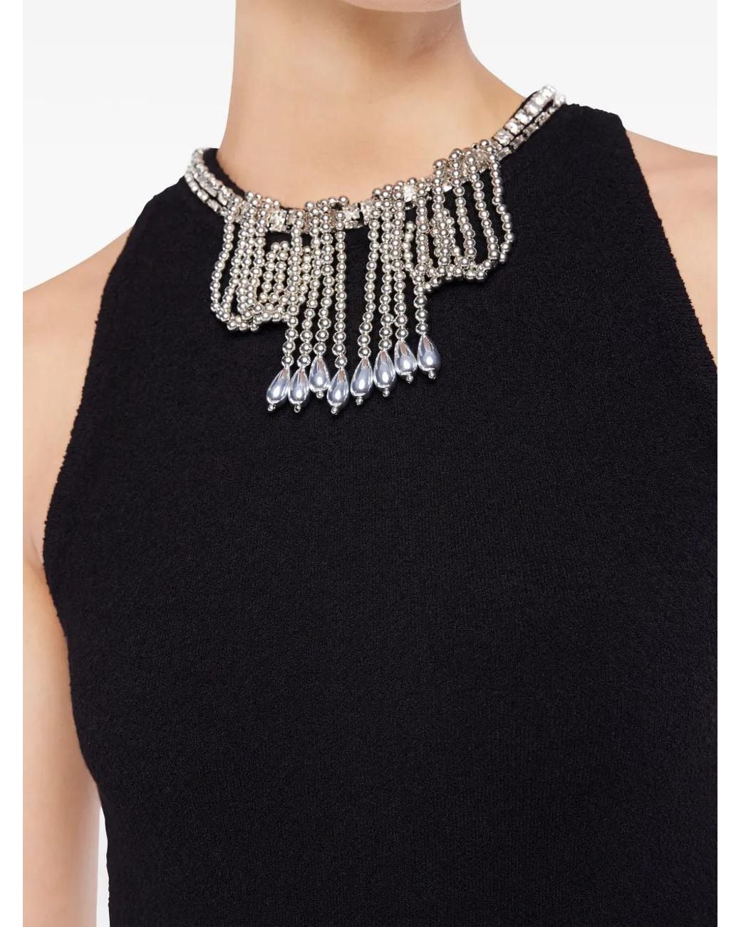 Rabanne Black Jeweled-Embroidered Top