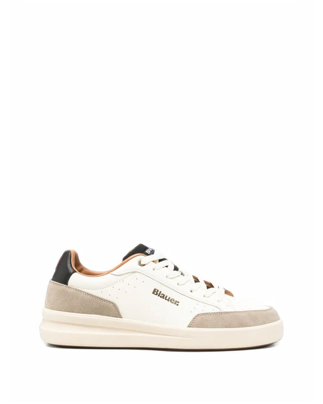 Blauer White Leather Panelled Sneakers for men