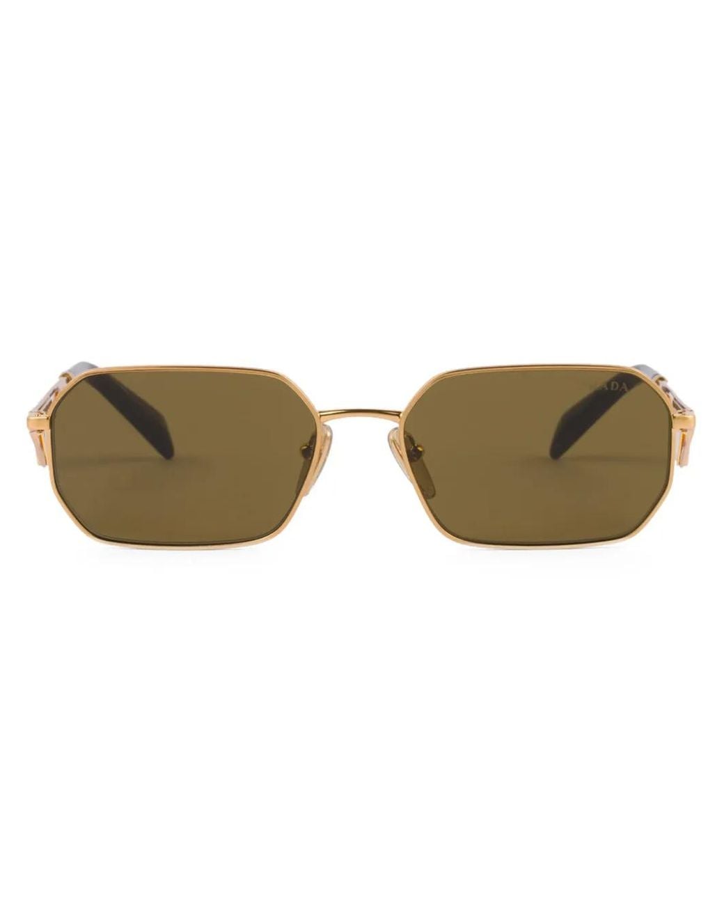 Prada Natural Triangle-Logo Rectangle-Frame Sunglasses