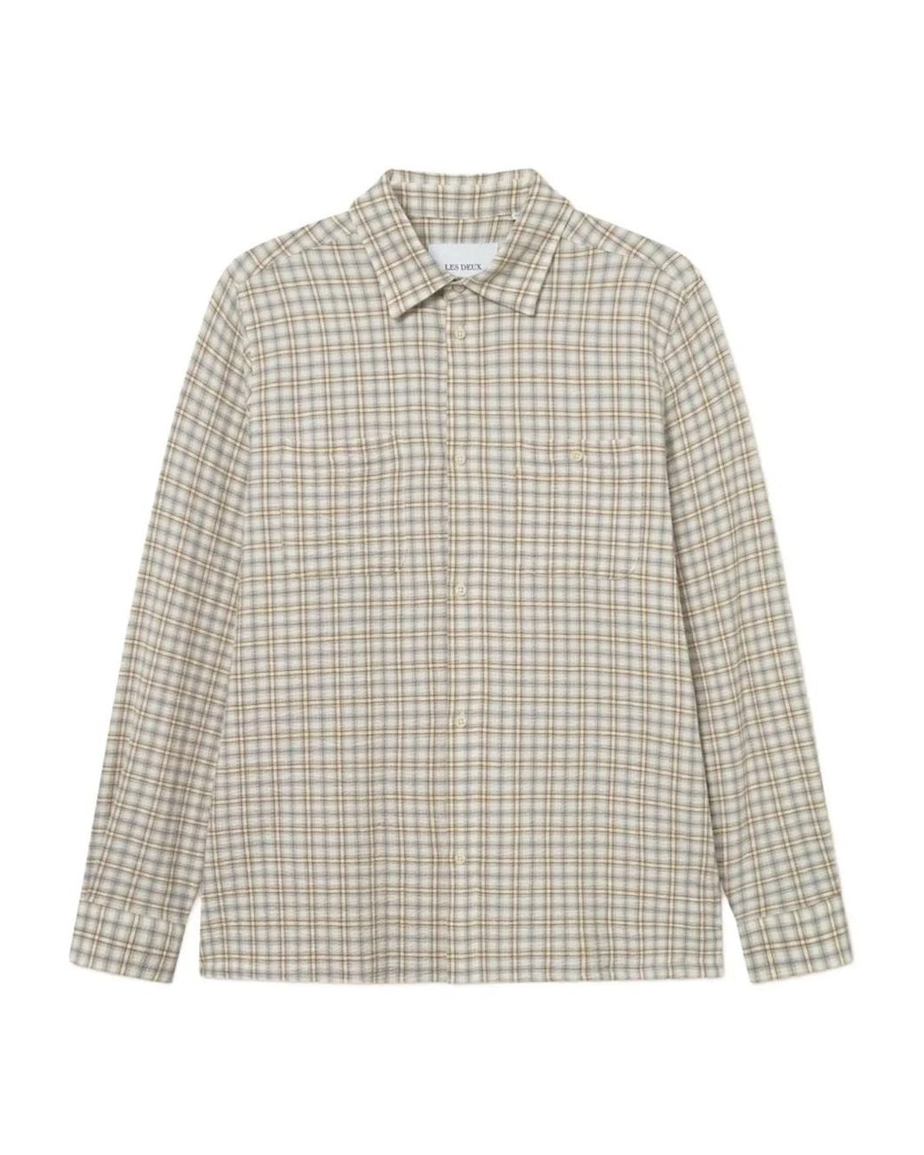 Les Deux White Checked Chest-Pocket Shirt for men