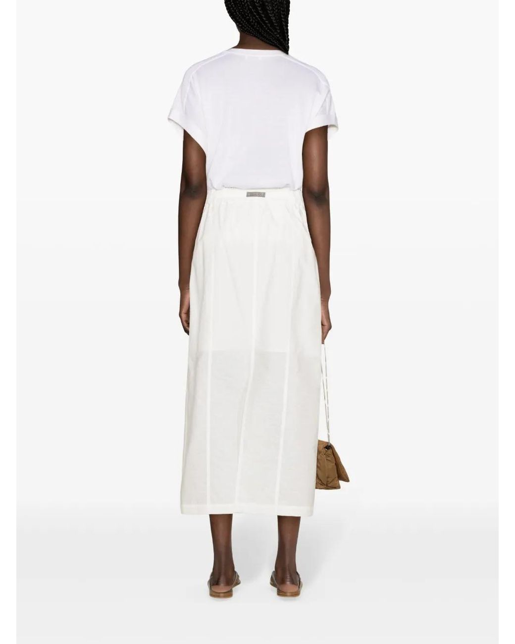 Brunello Cucinelli White Beaded-Trim Fine-Knit Top