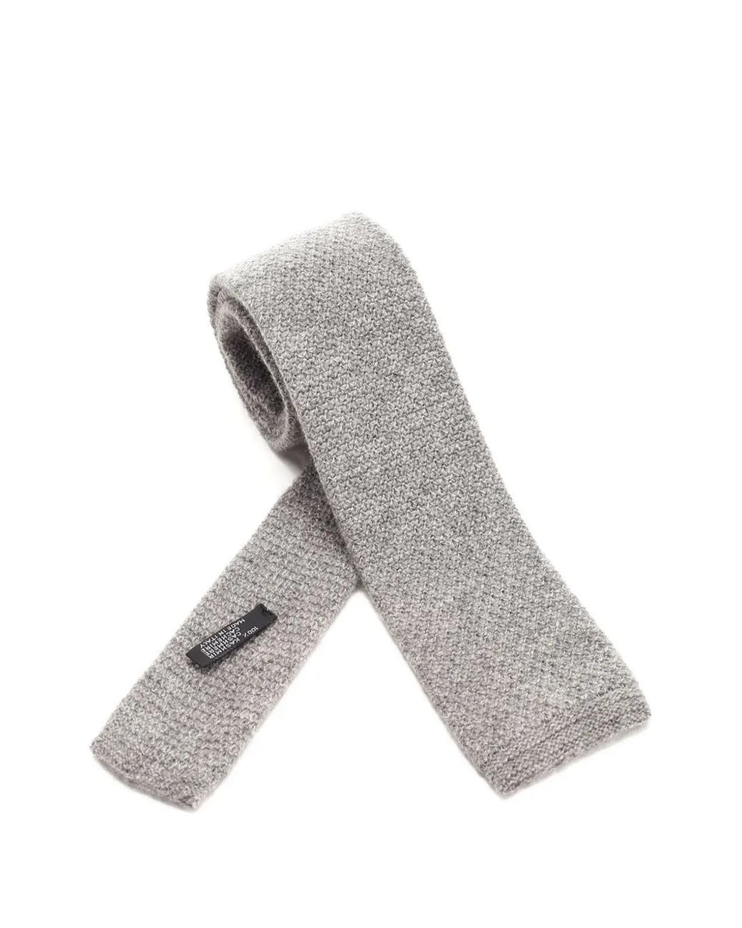 Al Duca D'aosta Gray Knitted Cashmere Tie for men