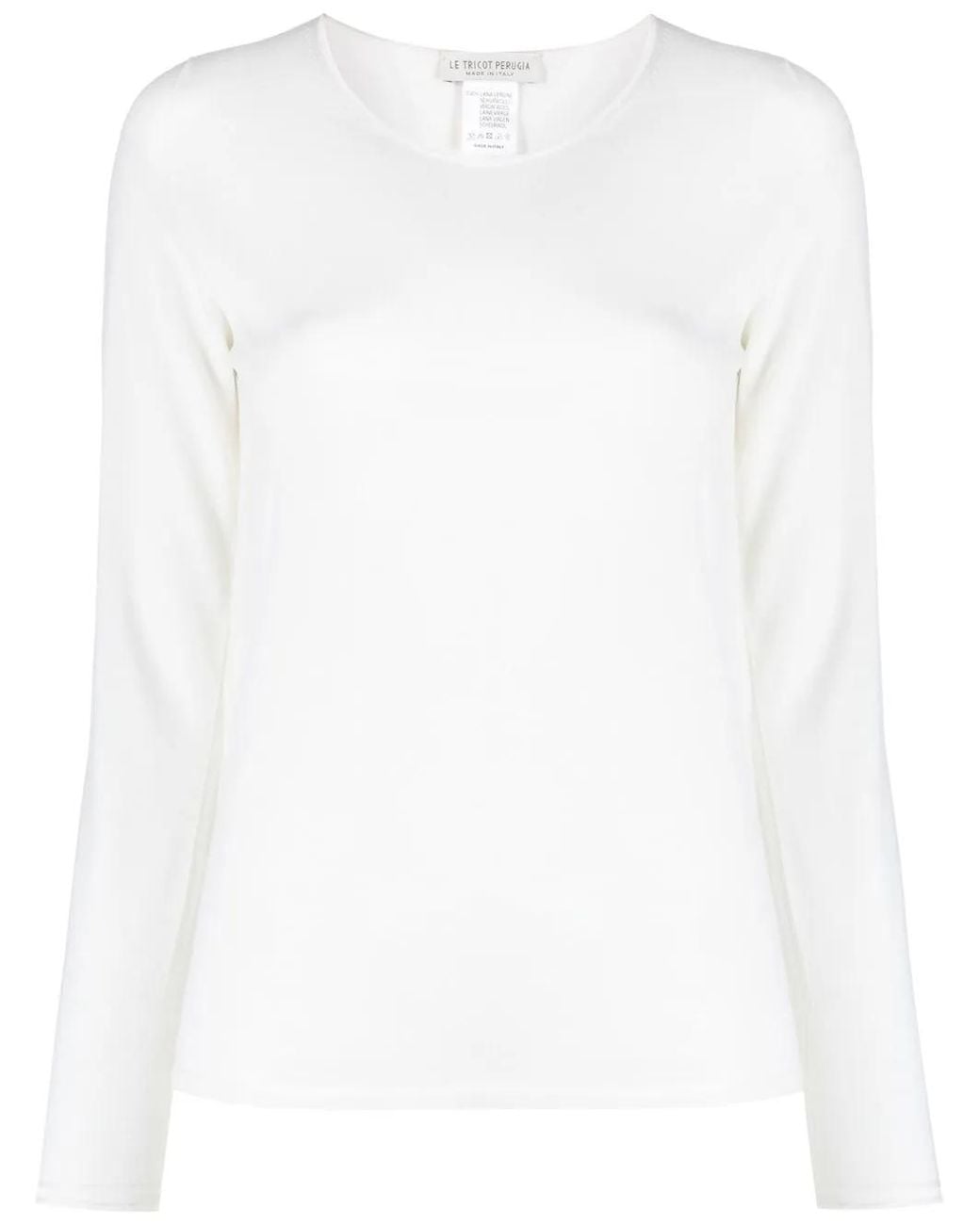 Le Tricot Perugia White Crew-Neck Wool Sweater